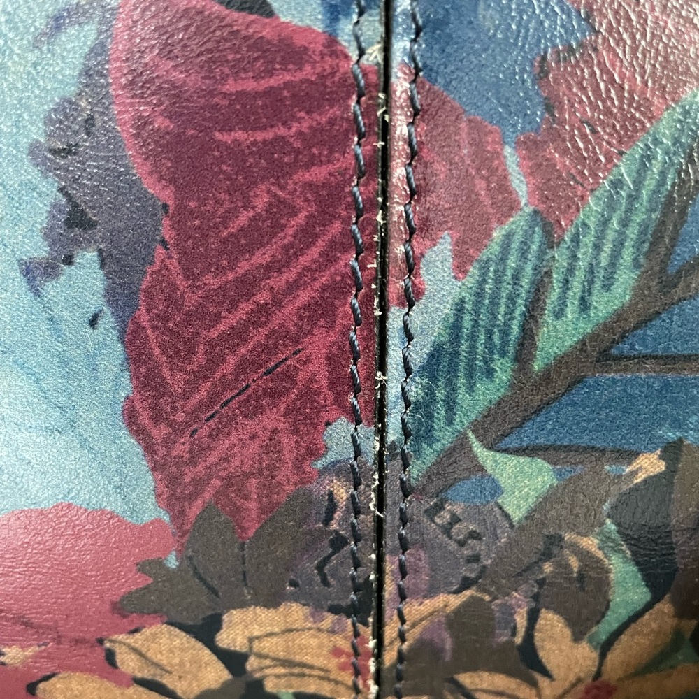 Patricia Nash Poppy Tote Blue Forest | Tropical Luxe Artsy Eclectic Dark Floral - Picture 4 of 16